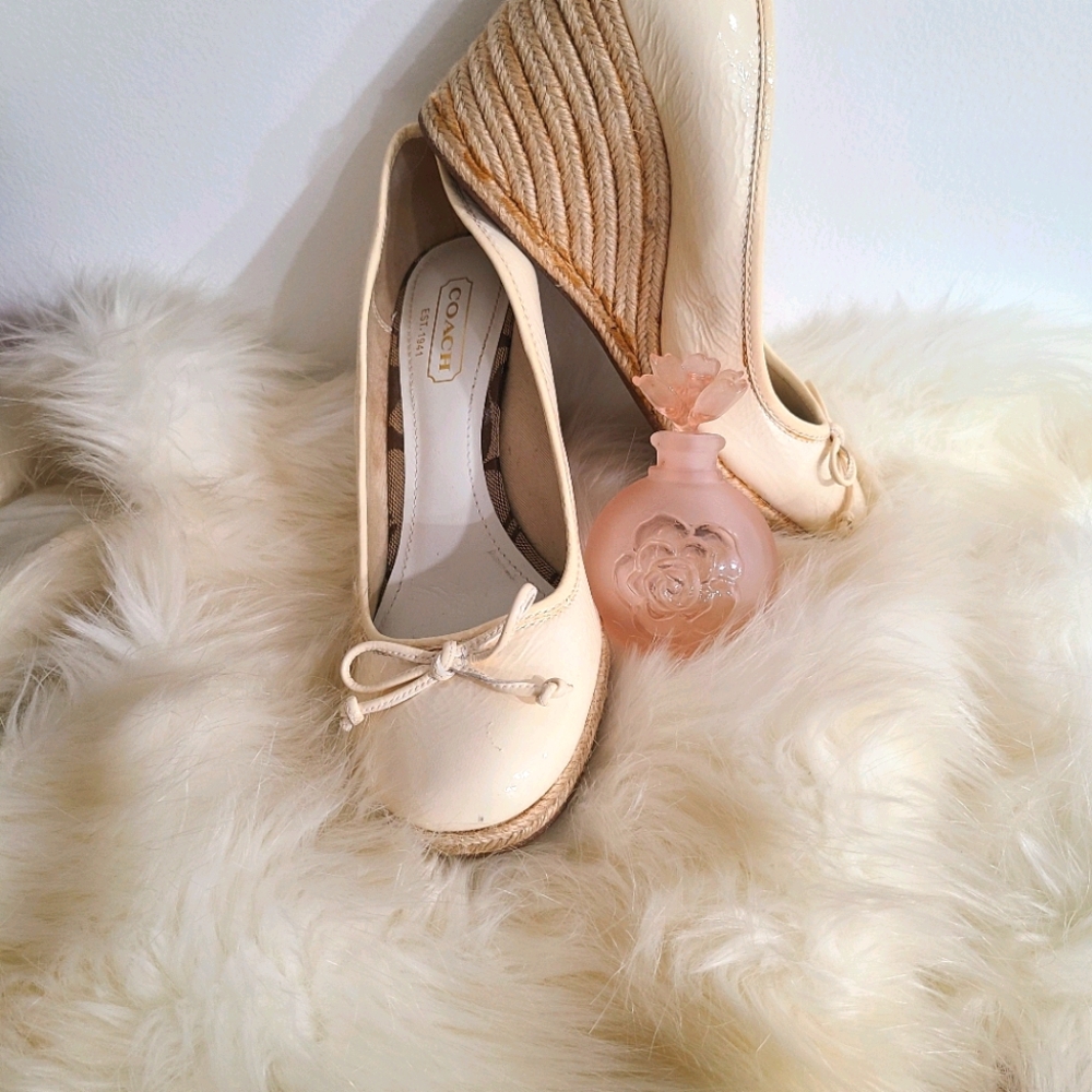 Ivory Coach Wedges with Bow